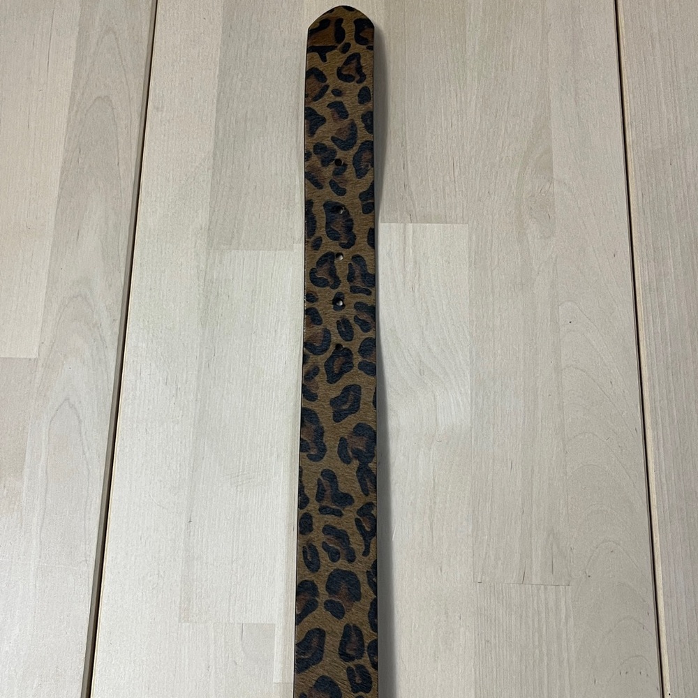J. Crew Faux Fur Leopard Print Leather Belt w/ Gold Tone Buckle Women’s Medium - Picture 14 of 15